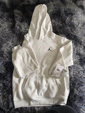 Jordan Light Gray Hoodie with Black Jumpman
